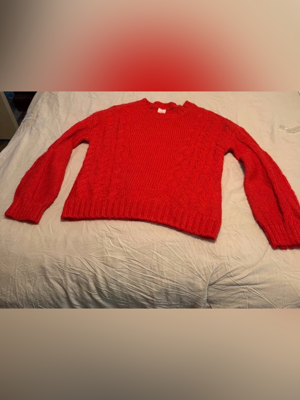 wonder nation Red Cable Knit Crew Sweater size medium 7/8